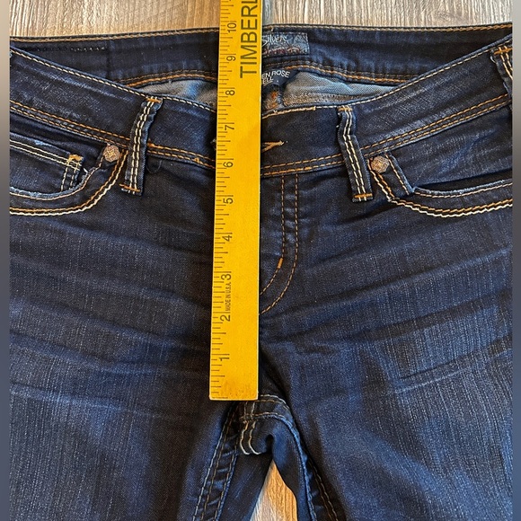 Silver Jeans Womens 32 x 31 Dark Wash Blue Denim Camden Rose Bell Bottom Flared. - Picture 13 of 14